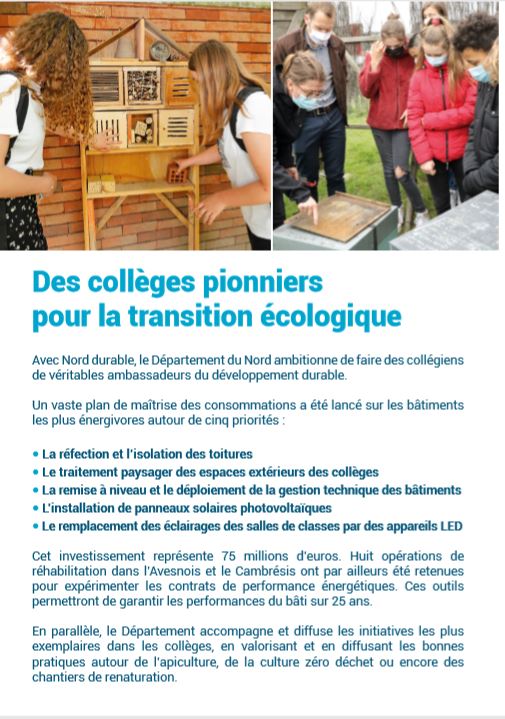 Développement Durable p4 - collège numérique - PEDC P2 - Edito p1 - Belle rentrée à tous les collégiens du Nord !