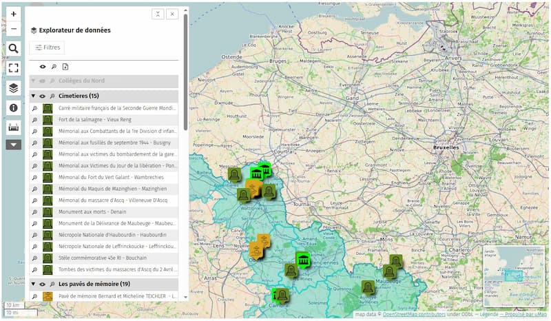 carte interactive des Lieux de Mémoire de la Seconde Guerre Mondiale dans le Nord