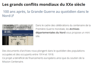 Ressources pédagogiques aux Archives départementales du Nord - la 1ère guerre mondiale